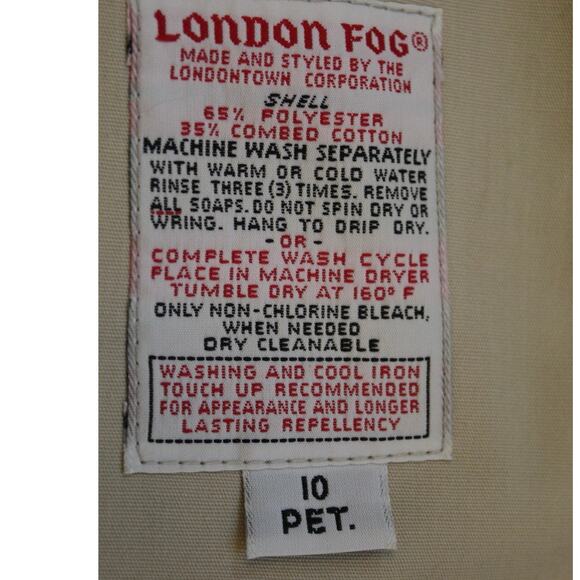 London Fog Vintage Tan Trench Coat Zip-Out Liner Belted Classic Size 10P - Picture 7 of 8
